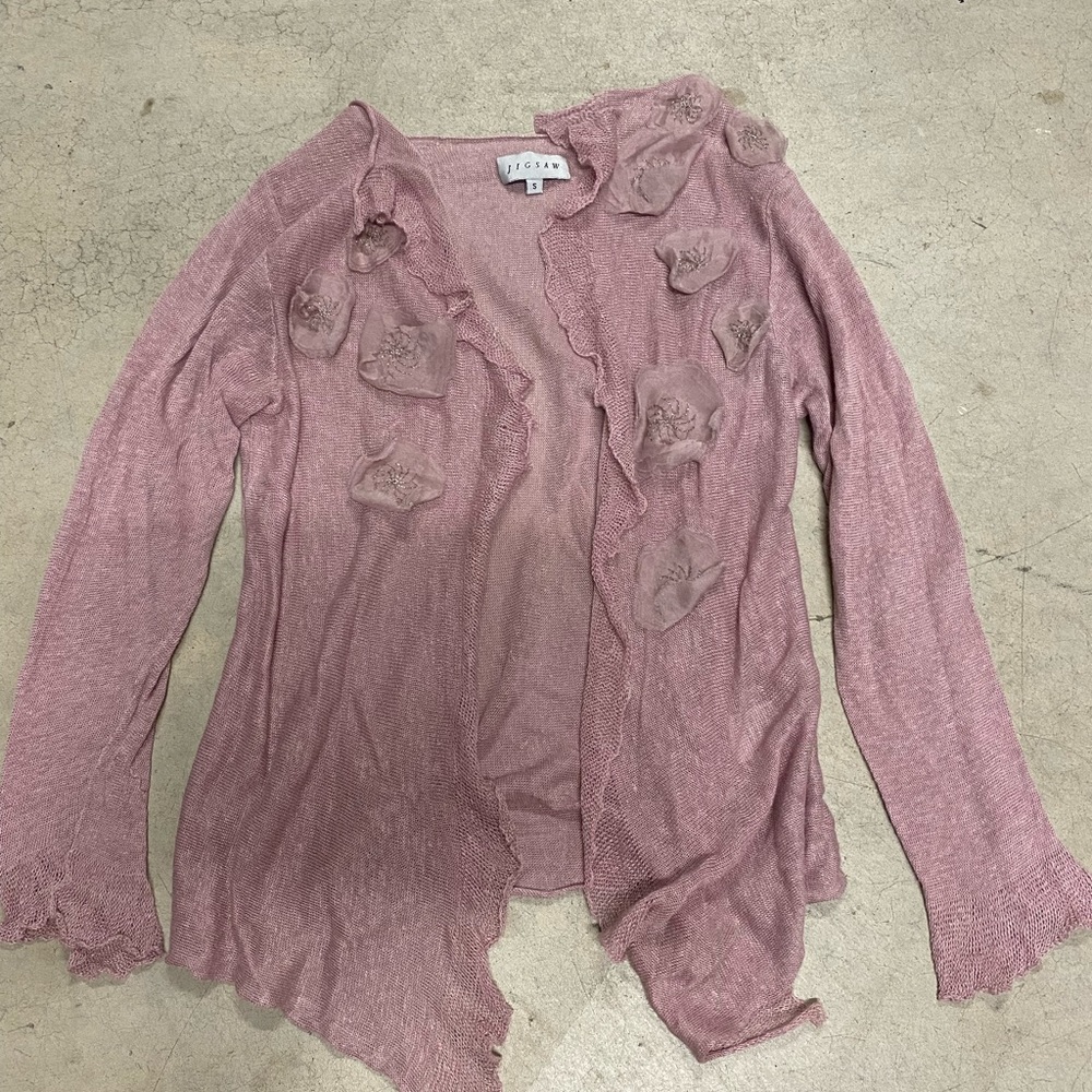 Linen & silk elegant sweater light purple